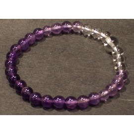 腕輪ブレス　水晶・紫水晶グラデーション　６ミリ玉